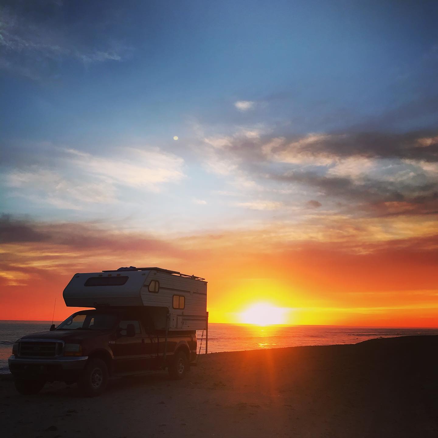 Our previous camper at sunset, San Juanico, 2021